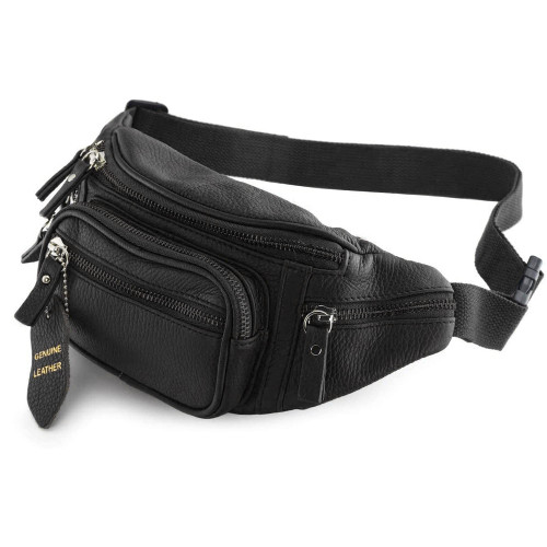 Fanny Pack Waist Bag Multifunction Genuine Leather Hip Bum Bag Travel Pouch for Men and Women- Multiple Pockets & Sturdy Zippers Ideal for Hiking Running And Cycling-1764194043