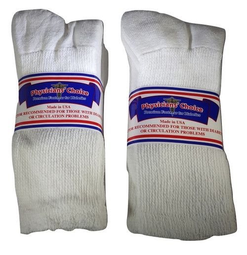 Physicians choice 6 pair Diabetic Socks White Crew 10-13 men's Cotton Physicians choice 6 pair Diabetic Socks White Crew 10-13 men's Cotton