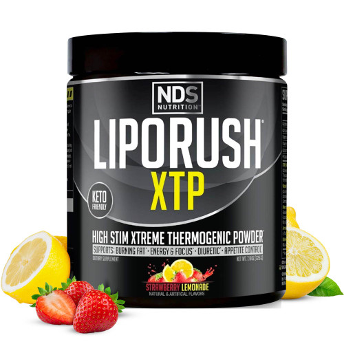LIPORUSH NDS Nutrition XTP Thermogenic Fat Burner with L-Carnitine - Energy, Focus, and Appetite Control - Extreme Thermogenic Fat Burning Powder Weight Loss - Strawberry Lemonade (45 Servings)
