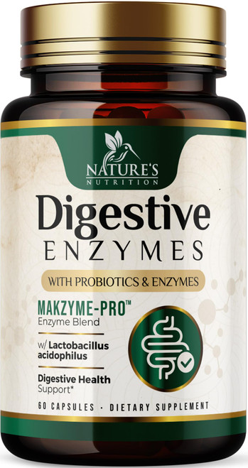 Digestive Enzymes - Multi Enzyme Complex with Bromelain, Papain, Probiotics & Prebiotics for Digestive Health, Gut Support & Bloating for Women & Men, Enzymes for Digestion Support - 60 Capsules