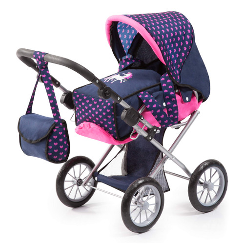 Bayer: Baby Doll City Star Pram in Polka Dots, Blue/Pink | Baby Dolls | Pretend | Dress up | Accessories