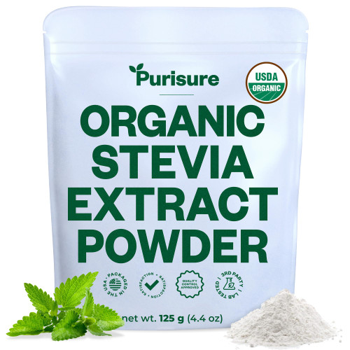 Purisure Stevia Concentrated Powder,125 g, Premium Zero Calorie Sweetener - Powdered Pure Stevia Extract, Natural Powder for Baking - No Aftertaste, Non-GMO, Keto Friendly- 846 Servings