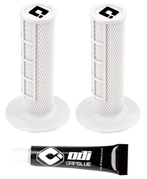 White Ruffian ODI MX Bike Grips Half Waffle 7/8" Handlebars Comes with Grip Glue White Ruffian ODI MX Bike Grips Half Waffle 7/8" Handlebars Comes with Grip Glue