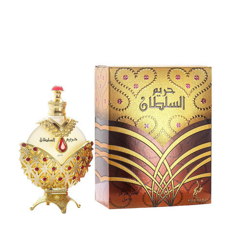 KHADLAJ PERFUMES Hareem Al Sultan Gold Concentrated Perfume Oil for Women, 1.18 Ounce with Floral, Fresh, and Sandalwood Scent