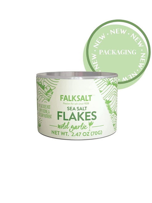 FALKSALT | Wild Garlic Salt Flakes 2.47oz. | Gourmet Finishing Sea Salt Flakes | Handcrafted, Kosher, Gourmet Flavored Salt