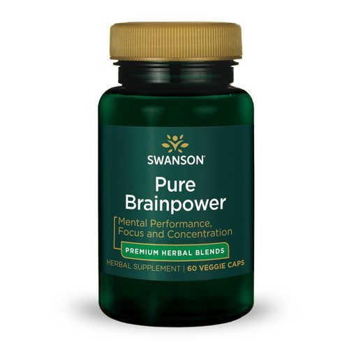 Swanson Pure Brainpower Brain Health Cognitive Memory Focus Support Brain-Derived Neurotrophic Factor (BDNF) Herbal Supplement (Ginkgo Biloba, Bacopa Monnieri) 60 Veggie Capsules (Veg Caps) Vegan