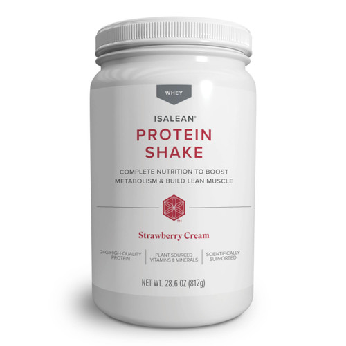 IsaLean Protein Shake - Complete Superfood Meal Replacement for Maintaining Healthy Weight and Lean Muscle Growth with 24 Vitamins and Minerals - 28.6 oz - 14 Meal Canister (Strawberry Cream)