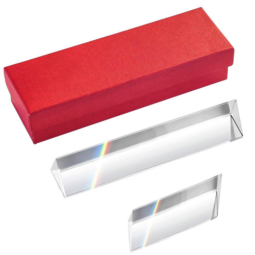 SIMUER 2 Pack Crystal Optical Glass Triangular Prism Refractor for Teaching Light Spectrum Physics and Photo Photography Prism,2", 3"