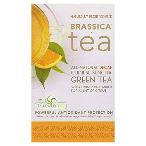 Brassica Decaffeinated Green Tea with Trubroc, Orange DECAF, 16 Tea Bags