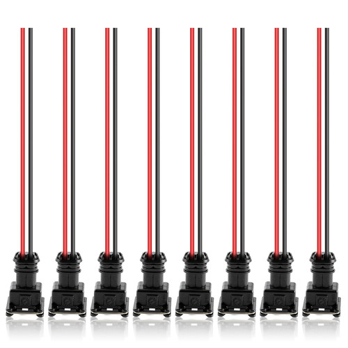 MOTOALL Fuel Injector Connector EV1 OBD1 Plug Wire Harness Pigtail Wiring Loom Clip Cut & Splice 2-Wire Female - 8pcs