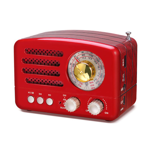 PRUNUS J-160 Retro Vintage AM FM Radio with Bluetooth, USB/TF Card Playback, Small Transistor Radios Battery Operated, Rechargeable Radio