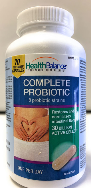 HealthBalance Complete Probiotic 8 probiotic strains / 30 Billion Active Cells, 70 vegi caps