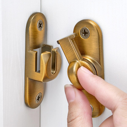 INIRET Barn Door Latches,90/180 Degree Gate Lock,Flip Gate Latches Hardware,Zinc Alloy Right Angle Door Lock Latch,Door Security Sliding Door Latch Lock fo Cabinets,Bathroom (Brass_1 Pack) INIRET Barn Door Latches,90/180 Degree Gate Lock,Flip Gate Latches Hardware,Zinc Alloy Right Angle Door Lock Latch,Door Security Sliding Door Latch Lock fo Cabinets,Bathroom (Brass_1 Pack)