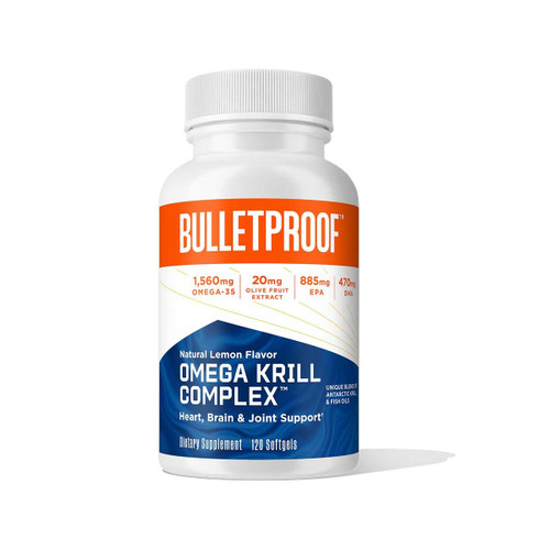 Bulletproof Lemon-Flavored Omega Krill Complex Softgels, 120 Count, Fish Oil Supplement for Brain and Heart Health