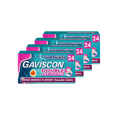Gaviscon Double Action Mixed Berries, Multi Pack of 4 x 24 Tablets