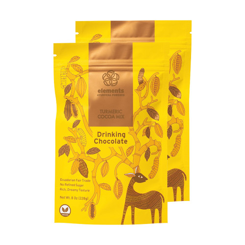 Elements Truffles Turmeric Dark Hot Chocolate - Heavy Metal Tested - All-Natural, Handmade Dark Chocolate Mix - Uses Ecuadorian, Fair Trade, Organic Cacao Powder - Vegan Cocoa Mix - 16 oz