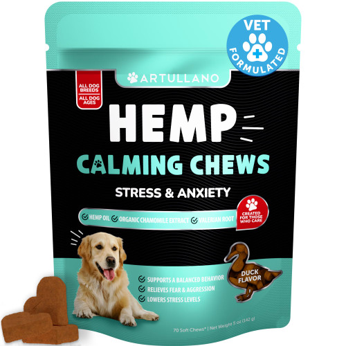 Hemp Calming Chews for Dogs - Dog Calming Chews - Dog Anxiety Relief Treats with Hemp Oil, Turmeric, Valerian, Ginger - Health and Wellness Supplements for Dogs - Hip and Joint Support - 70 Treats Hemp Calming Chews for Dogs - Dog Calming Chews - Dog Anxiety Relief Treats with Hemp Oil, Turmeric, Valerian, Ginger - Health and Wellness Supplements for Dogs - Hip and Joint Support - 70 Treats