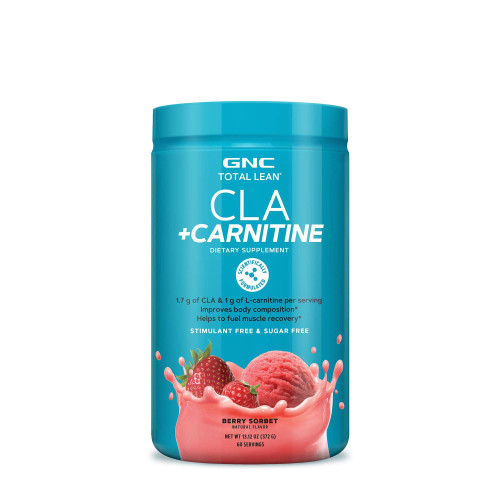 GNC Total Lean CLA + Carnitine | Improves Body Composition and Fuels Muscle Recovery, Stimulant Free and Sugar Free | Berry Sorbet | 60 Servings