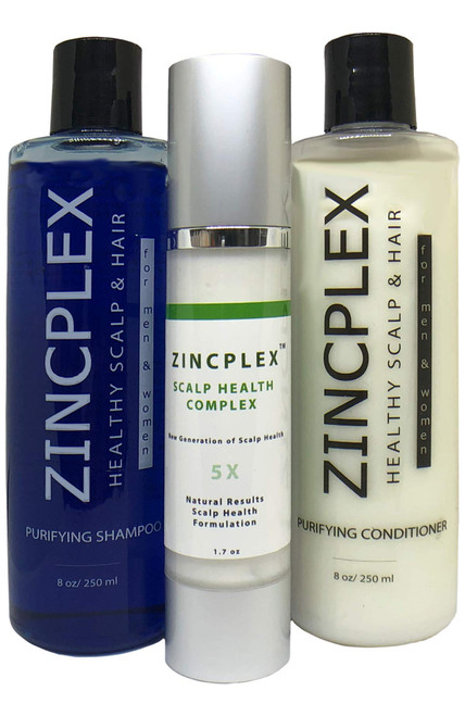 Zincplex Scalp Lotion, Shampoo and Conditioner 3 Pack for Healthy Hair and Scalp