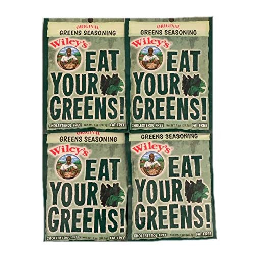 Wileys Original Greens Seasoning | Vegetable Seasonings | Wileys Eat Your Greens | 1.0oz Packs | Pack of 4 | Fat and Cholesterol Free Seasoning |
