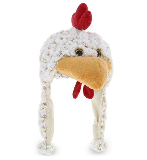DolliBu Rooster Plush Hat – Super Soft Fleece Stuffed Animal Beanie with Ear Flaps, Cozy Warm Winter Hat for Kids, Teens & Adults, Funny Costume or Everyday Wear – One Size