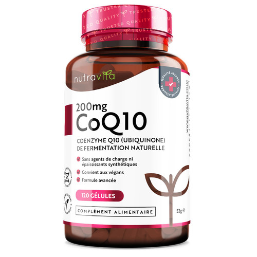 Co Enzyme Q10 200mg - 100% Pure and Naturally Fermented Ubiquinone - 120 Vegan Capsules of High Strength Co Q10 (4 Months Supply) - Made in The UK by Nutravita