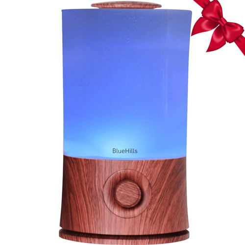 BlueHills Premium 2000 ML XL Essential Oil Diffuser Aromatherapy Humidifier for Large Room Home 40 Hour Run Huge Coverage Area 2 Liter Extra Large Capacity Diffuser High Mist Dark Wood Grain E003
