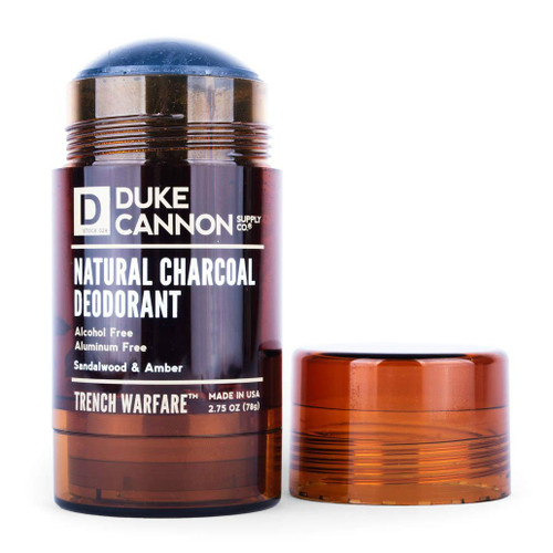 Duke Cannon Supply Co. - Trench Warfare Charcoal Deodorant, Sandalwood & Amber (2.75 oz) Alcohol and Aluminum Free, Long-Lasting Solid Deodorants for Odor Protection - Sandalwood & Amber NATDEOSA (Pack of 1)