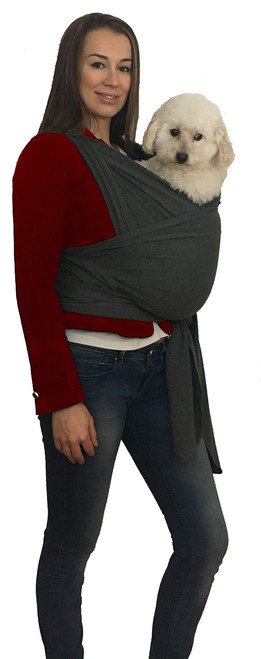 Puppy Pouch Pet Carrier Sling | Front | Adjustable Hands Free Front Facing Dog Pouch | Relieves Your Pet's Anxiety and Stress (Dark Grey)