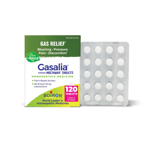 Boiron Gasalia Tablets for Relief from Gas Pressure, Abdominal Pain, Bloating, and Discomfort - 120 Count (2 Pack 60)