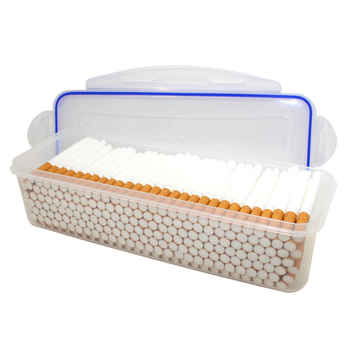 BullCharged Plastic Container Storage Case for 200 Cigarette Filter Tubes Carton with Safe Seal
