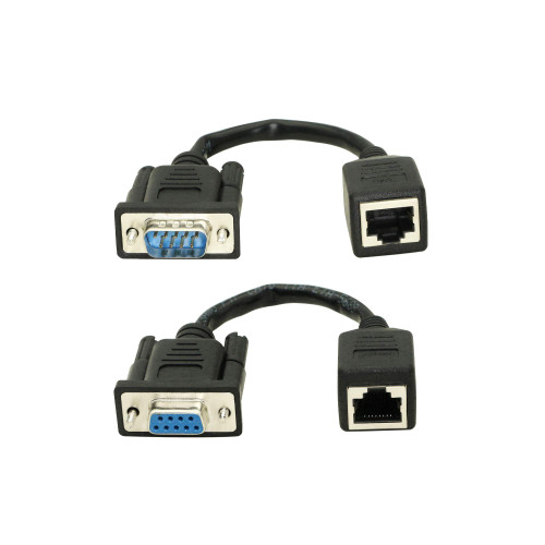 XMSJSIY DB9 RS232 to RJ45 Extender, DB9 9-Pin Serial Port Female&Male to RJ45 CAT5 CAT6 Ethernet LAN Extend Adapter Cable-2pcs (2-Cable)