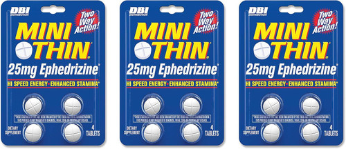 Mini Thin DBI Distribution Two Way Action 25mg Ephedrizine - 4 Count Blister - 3 Pack