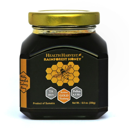 Premium Tualang Gold Honey 1.8oz (TA 10.5+, Pollen Count 6.5M+, Pollen Variety 200+) Supreme Choice for Rehabilitation, Wild-ripening on 250ft Treetop, Raw, Unpasteurised, Unfiltered