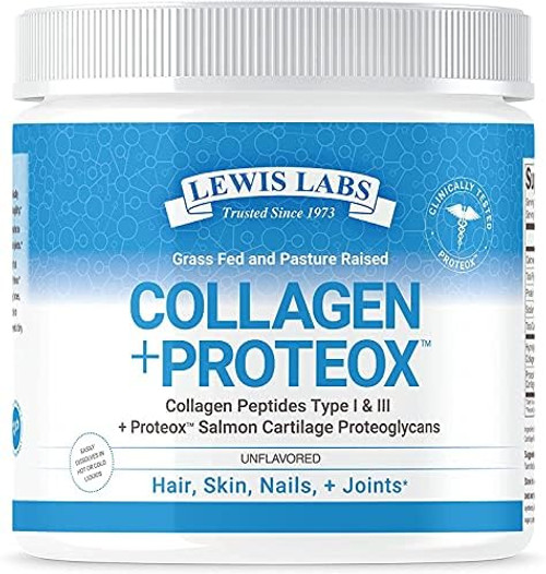 Collagen Peptides Powder Supplement - Hair, Nail, Skin, Joint Support for Women & Men (6 Ounce) Hydrolyzed Protein, Grass Fed, Pasture Raised, Types 1 & 3, Unflavored + Proteox for Maximum Absorption