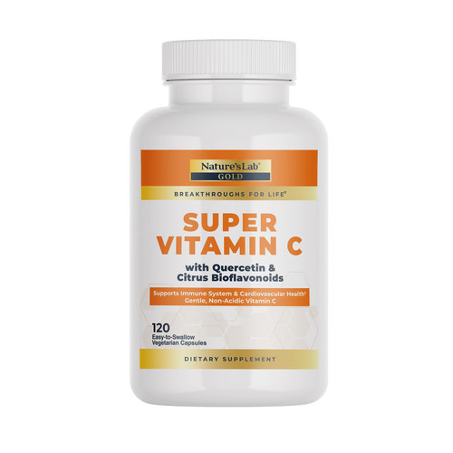 Nature’s Lab Gold Super Vitamin C 1000mg – Immune System Support – Contains Bioflavonoids Complex & Quercetin – Non-Acidic, Non-GMO, Gluten Free, Vegan – 120 Capsules (2 Month Supply)
