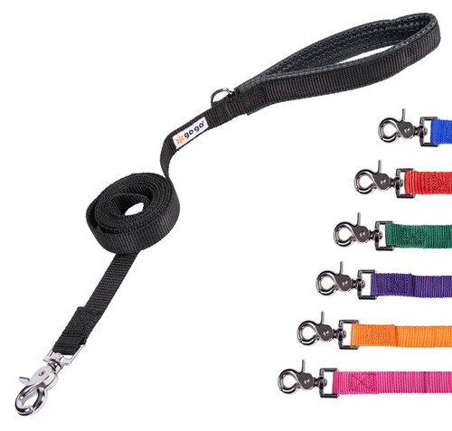 GOGO Pet Products 3/4-Inch Wide Comfy Nylon Dog Leash, 4-Feet Long, Black
