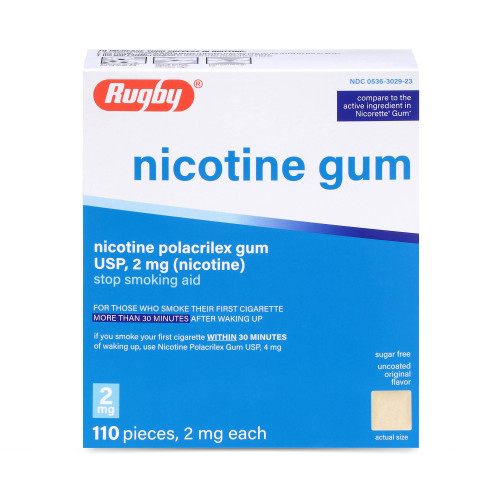 Rugby Polacrilex 2mg Nicotine Gum - Original Flavor, Quit Smoking and Vaping Aid, Sugar-Free, 110 Count (1-Pack)