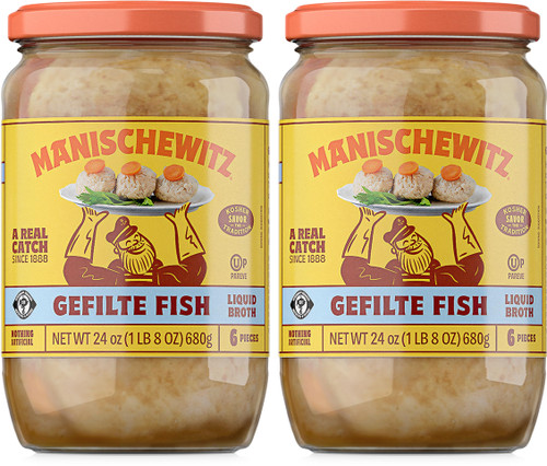 Manischewitz Gefilte Fish in Liquid Broth, Kosher for Passover, 24 Ounce (Pack of 2)