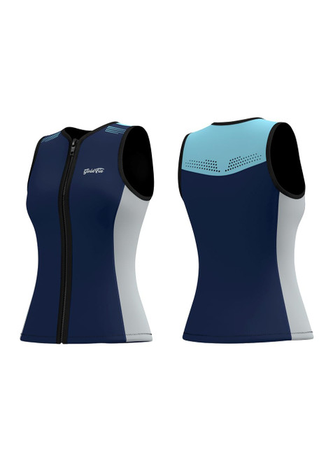 GoldFin Wetsuit Top for Women, Wet Suit Vest 2mm Neoprene Sleeveless Front Zip Jackets for Water Sports Swimming Diving Surfing Snorkeling Medium