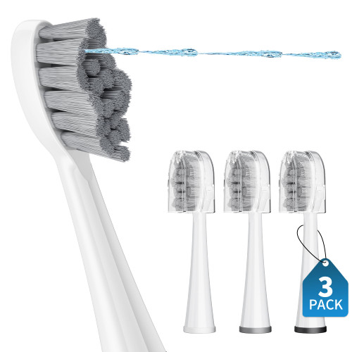 OILSAO Replacement Brush Heads for Fusion 2.0, Compact Electric Flossing Toothbrush Head with Cover, 3 Count Black, Soft Bristles,Compatible with SF-01,SF-02, SF-03, SF-04 (Bright White)