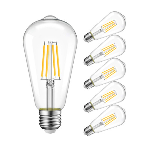 LVWIT ST21 LED Filament Bulb 7W(60 Watt Equivalent) Dimmable 2700K Warm White Vintage Edison Light Bulb E26 Medium Base (6-Pack) LVWIT ST21 LED Filament Bulb 7W(60 Watt Equivalent) Dimmable 2700K Warm White Vintage Edison Light Bulb E26 Medium Base (6-Pack)
