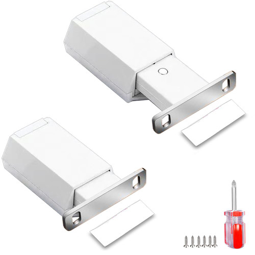 Push to Open Door Latch Cabinet Hardware ZKRIOC 2 Pack Magnetic Push Latch & Lock Heavy Duty Touch Latch and Catch for Hidden Door Drawer Push Release Tip on Strong Pop Out, White