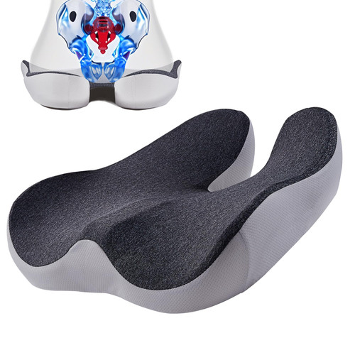 YOOBEBEST Pressure Relief Seat Cushion for Long Sitting Hours on Office/Home Chair, Car, Wheelchair - Extra-Dense Memory Foam for Hip, Tailbone, Coccyx, Sciatica-Black (Light Edge)