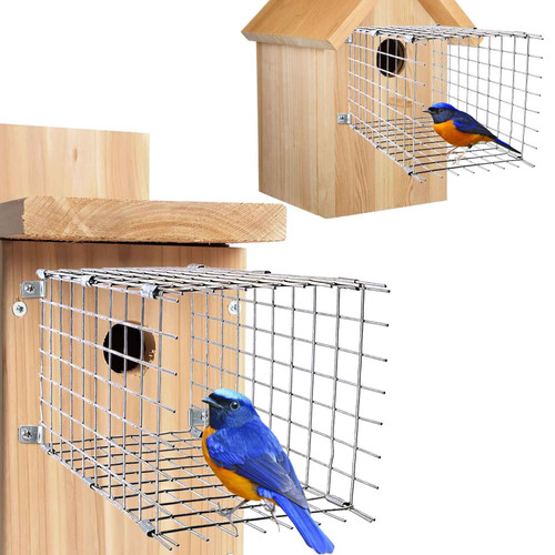 Bluebird House Predator Guards 2 Pcs, Strong Metal Wire Birdhouse Entrance Protector Guard Bird House Protector Guards for Eastern Bluebird Box (Square)