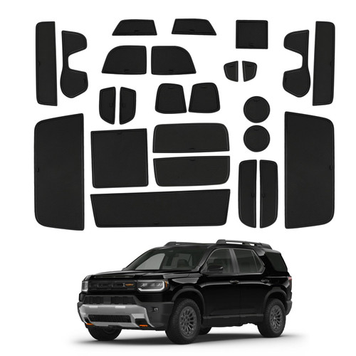 CDEFG 25PCS for 2026 Honda Passport Door Slot Mats Cup Holder Mats 2026 Honda Passport Accessories Console Insert Pocket Rubber Set Console Coaster Liner Pads