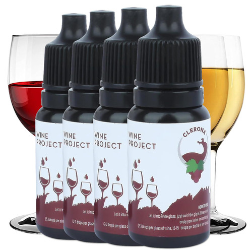 Wine Sulfite Remover Drops, Clerona Wine Filter Drops, Wine Filters for Histamines and Sulfite, the Wine Purifier, Naturally Eliminate Wine Sensitivities and Allergies, (Bottle of 4)