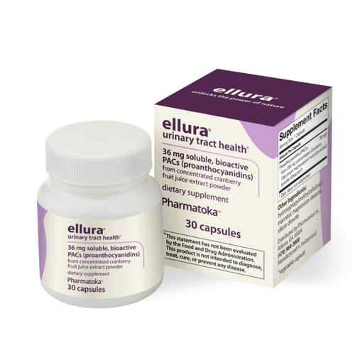 ellura 36 mg Clinically Backed Soluble, Bioactive PACs – 100% Concentrated Cranberry Fruit Juice Extract, for Urinary Tract Health, 30 Capsules