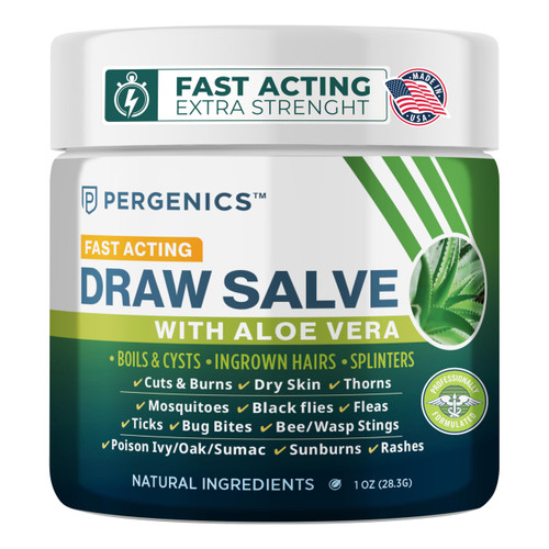 Pergenics Drawing Salve Ointment with Natural Aloe Vera, Fast Acting, for ingrown Hair, Boil & Cyst, Splinter Remover, Bug and Spider Bites, bee Sting, Mosquito bite Itch, Poison Ivy, 1 oz