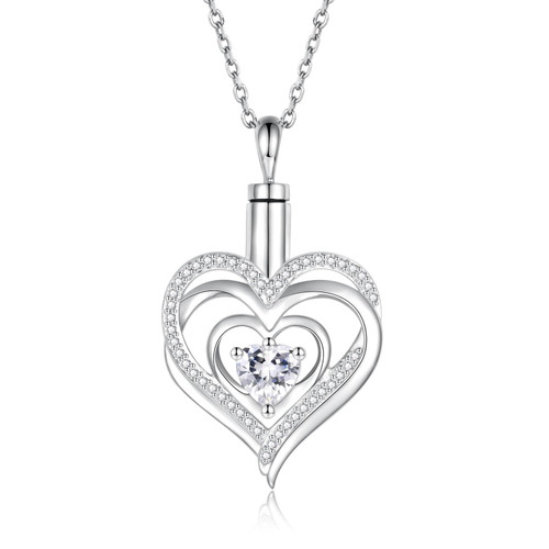 Sariel 925 Sterling Silver Heart Tree of Life Urn Necklace for Ashes Always in My Heart Keepsake Cremation Jewelry for Women (Heart Shape, April)